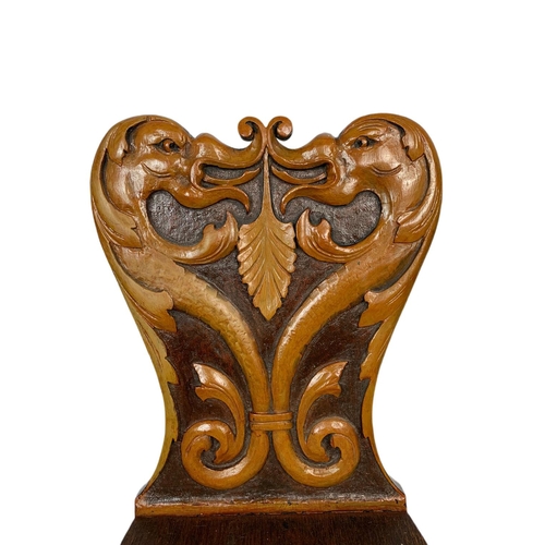 1171 - Victorian carved back hall chair.