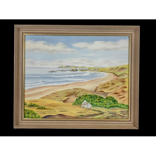 327g - An oil painting by R. M. Scott. Painting measures 51 x 40.5cm. Frame measures 59.5 x 49.5cm.