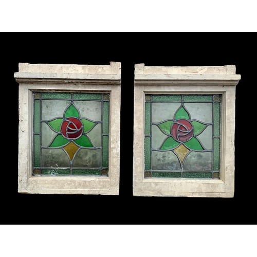 900a - A pair of late 19th century Art Nouveau stained glass panels. 40 x 52cm.