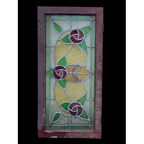 900b - 3 late 19th century Art Nouveau stained glass panels. 40 x 81cm.