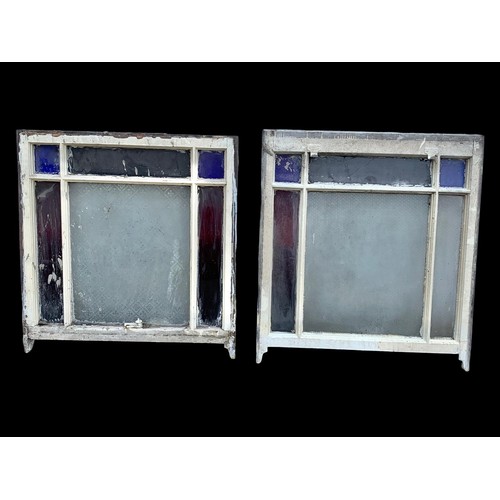 900e - 2 Victorian stained glass panels with etched glass. 63.5 x 84cm.