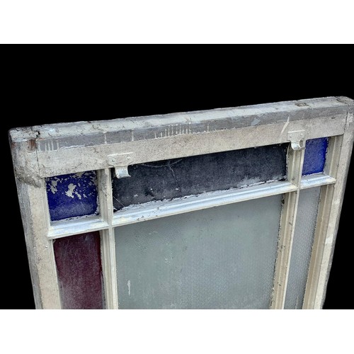 900e - 2 Victorian stained glass panels with etched glass. 63.5 x 84cm.