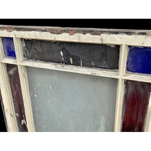 900e - 2 Victorian stained glass panels with etched glass. 63.5 x 84cm.