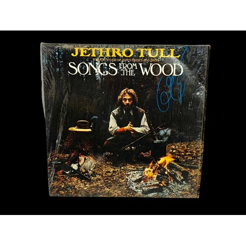 141d - 3 Jetho Tull records, 1 signed. Minstrel in the Gallery, Aqualung, Songs from the Wood.