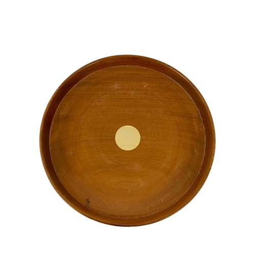 9 - A large teak bowl with presentation plaque. 31.5 x 7.5cm.