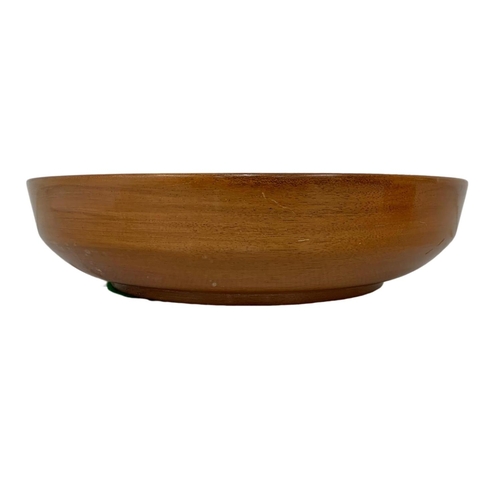 9 - A large teak bowl with presentation plaque. 31.5 x 7.5cm.