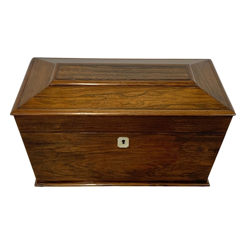 285 - A Victorian rosewood box with sarcophagus top. 37 x 17 x 20cm.