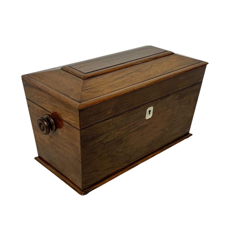 285 - A Victorian rosewood box with sarcophagus top. 37 x 17 x 20cm.