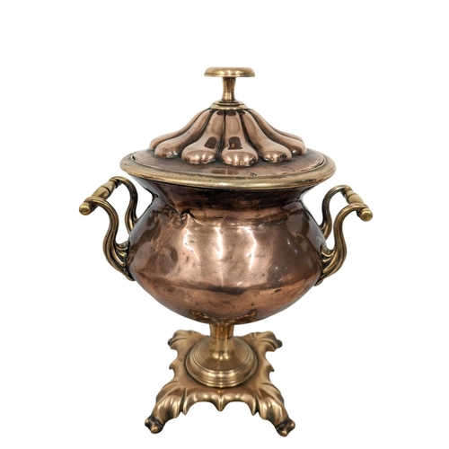 287 - 19th century copper and brass Samovar.  30x41cm