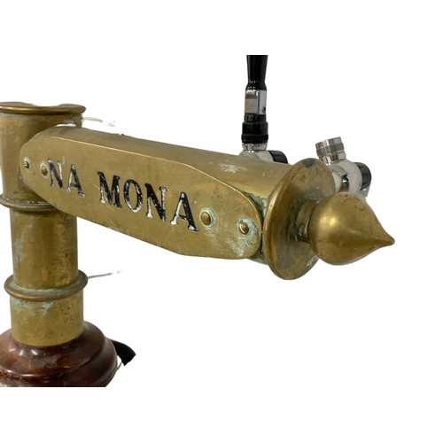 293 - A large vintage heavy brass beer pump/draft. Guinness, Harp, Coors Light. 83 x 77cm.