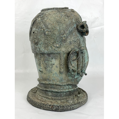 1 - Large vintage Benin bronze head, 32cm