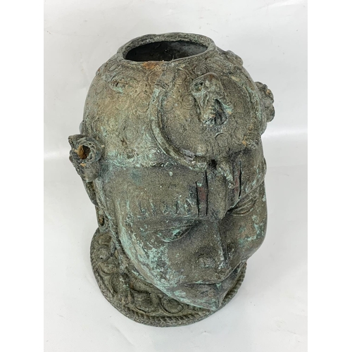 1 - Large vintage Benin bronze head, 32cm