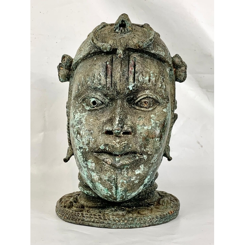 1 - Large vintage Benin bronze head, 32cm