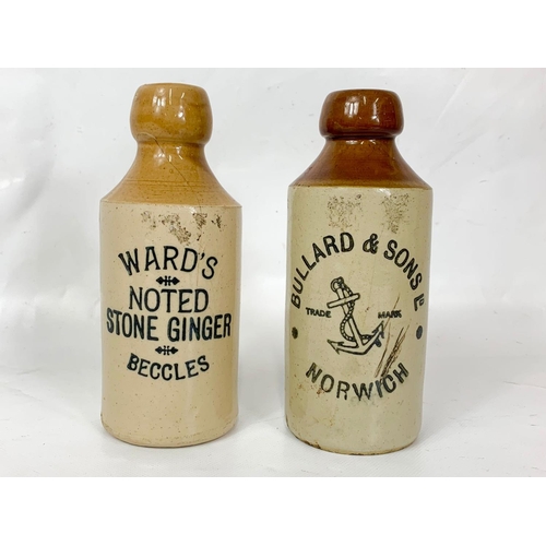 10 - 2 vintage stoneware bottles, 17cm