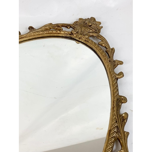 100 - Vintage metal gilt framed mirror, 56cm