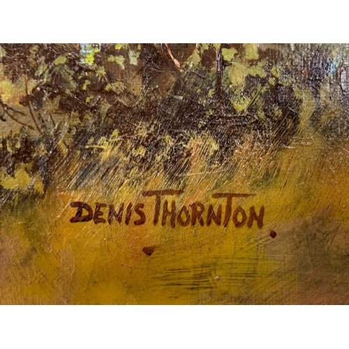 114 - A large Denis Thornton oil painting, 84.5cm x 64cm including frame