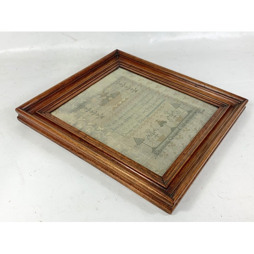 126 - A 19th century sampler, 39cm x 42cm