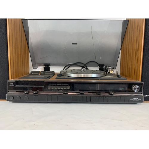 128 - Hitachi record player tape deck with speakers