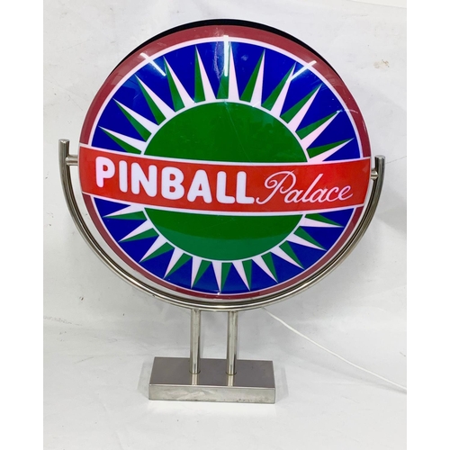 132 - A large light up advertising sign, Pinball Palace. 90x76cm