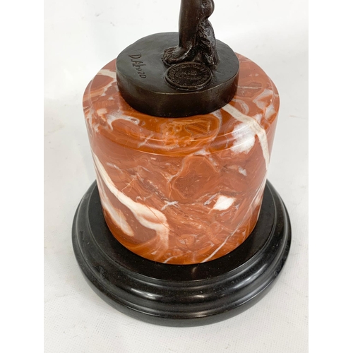 177 - An Art Deco style bronze figure on marble base.  48cm