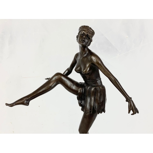 177 - An Art Deco style bronze figure on marble base.  48cm