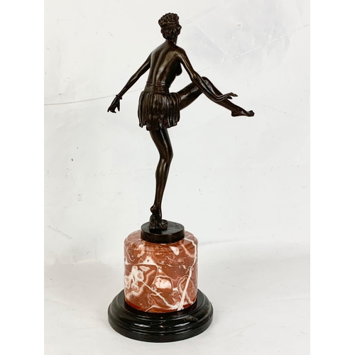 177 - An Art Deco style bronze figure on marble base.  48cm