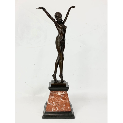 178 - An Art Deco style bronze figure on marble base.  55.5cm