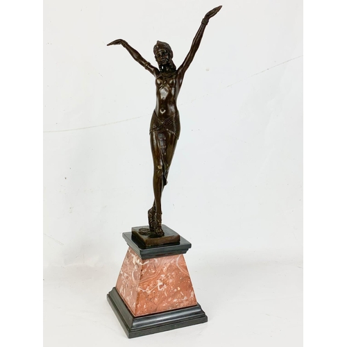 178 - An Art Deco style bronze figure on marble base.  55.5cm