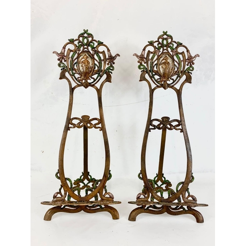 180 - A pair of Art Nouveau style metal easels.  64cm