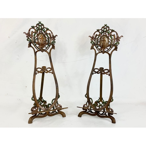 180 - A pair of Art Nouveau style metal easels.  64cm