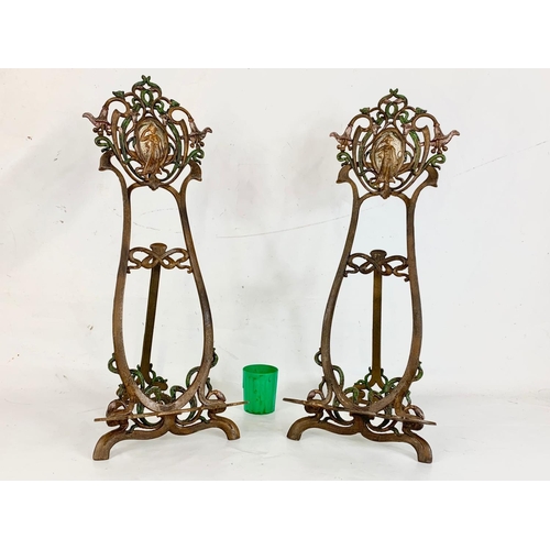 180 - A pair of Art Nouveau style metal easels.  64cm