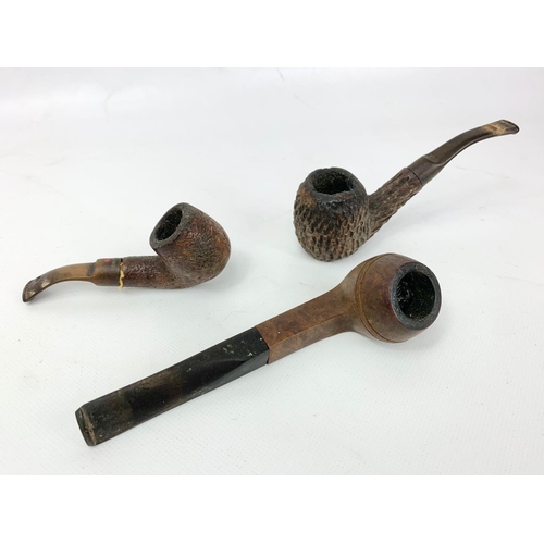 19 - 2 vintage Peterson Dublin pipes with silver mounts, with 4 other vintage pipes