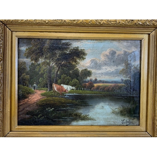 190 - An 19th century oil painting signed Etty Horton.  56 x 45cm