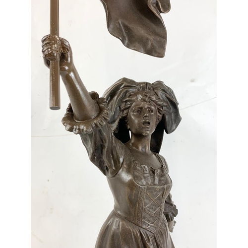 191 - A late 19th century spelter figure.  73cm.