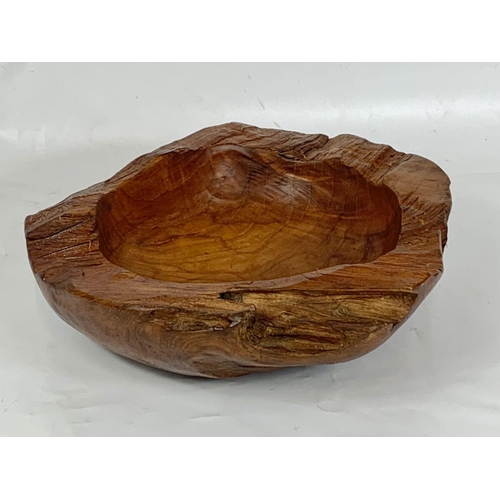 2 - 1970s teak bowl, 31cm