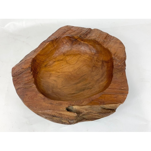 2 - 1970s teak bowl, 31cm