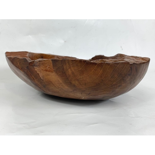 2 - 1970s teak bowl, 31cm