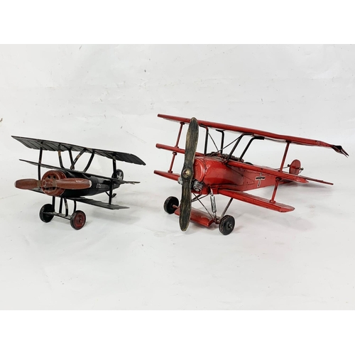 227 - 2 model metal  biplanes, 34cm