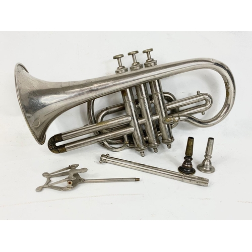 257 - A vintage trumpet in case, stamped Ball Beavon & Co.  Paris and London