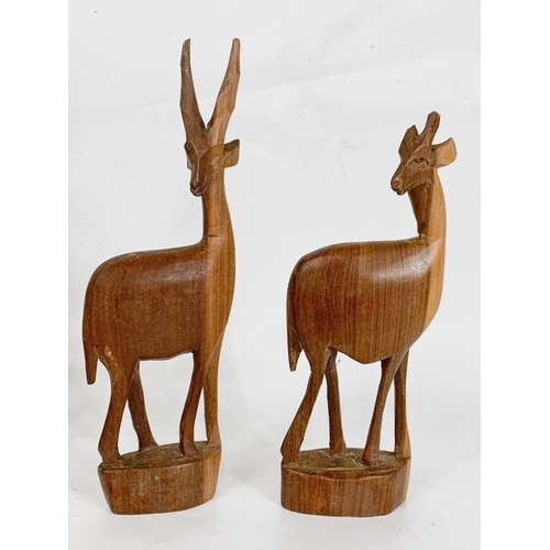 27 - A quantity of carved wooden animals, 36cm