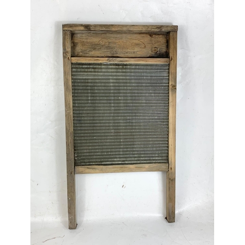 272 - Brass log box and old washboard