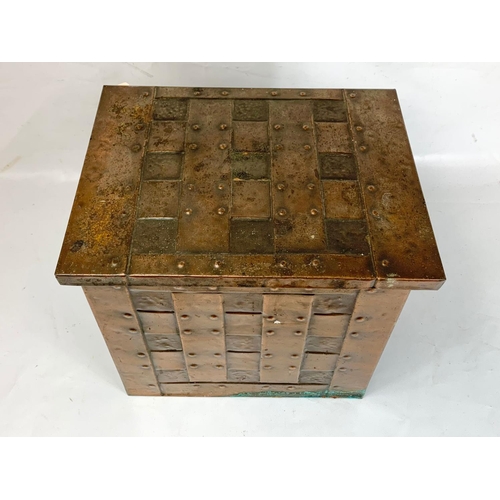 29 - An early 20th century oxidised copper coal box, 40cm x 32.5cm