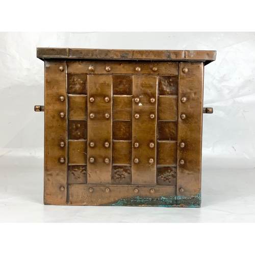 29 - An early 20th century oxidised copper coal box, 40cm x 32.5cm