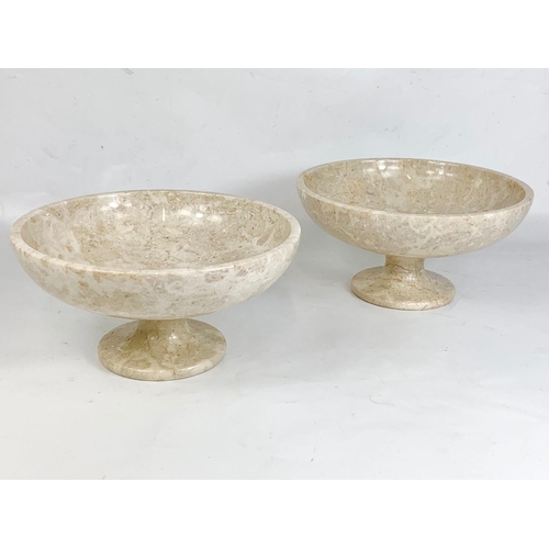 32 - A pair of marble  Laura Ashley comports, 25cm x 13cm