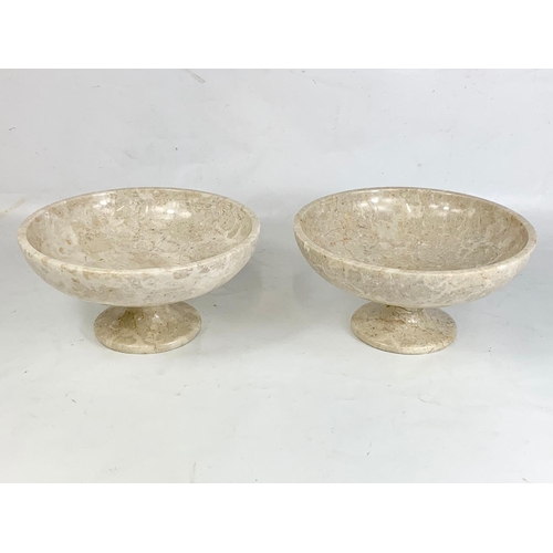 32 - A pair of marble  Laura Ashley comports, 25cm x 13cm