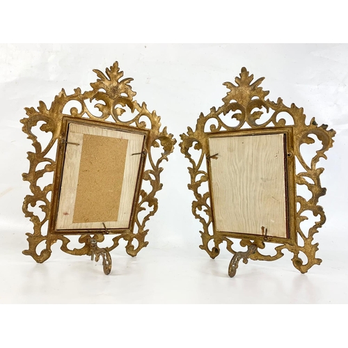 33 - A pair of late 19th century ornate framed table mirrors, 22.5cm x 30cm