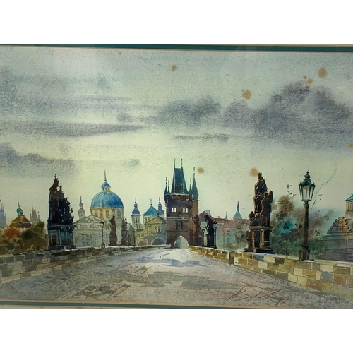 348 - A watercolour painting.  City scene, 51x38cm