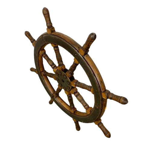 38 - A late 19th century ships wheel, 95cm