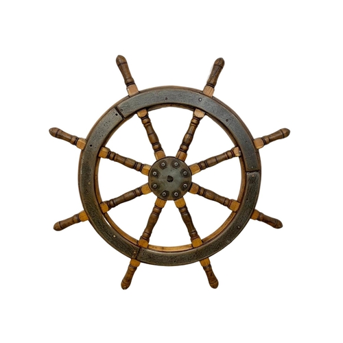 38 - A late 19th century ships wheel, 95cm