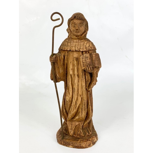 45 - Carved figure of St Benedictus in linden wood circa 1900, 17cm